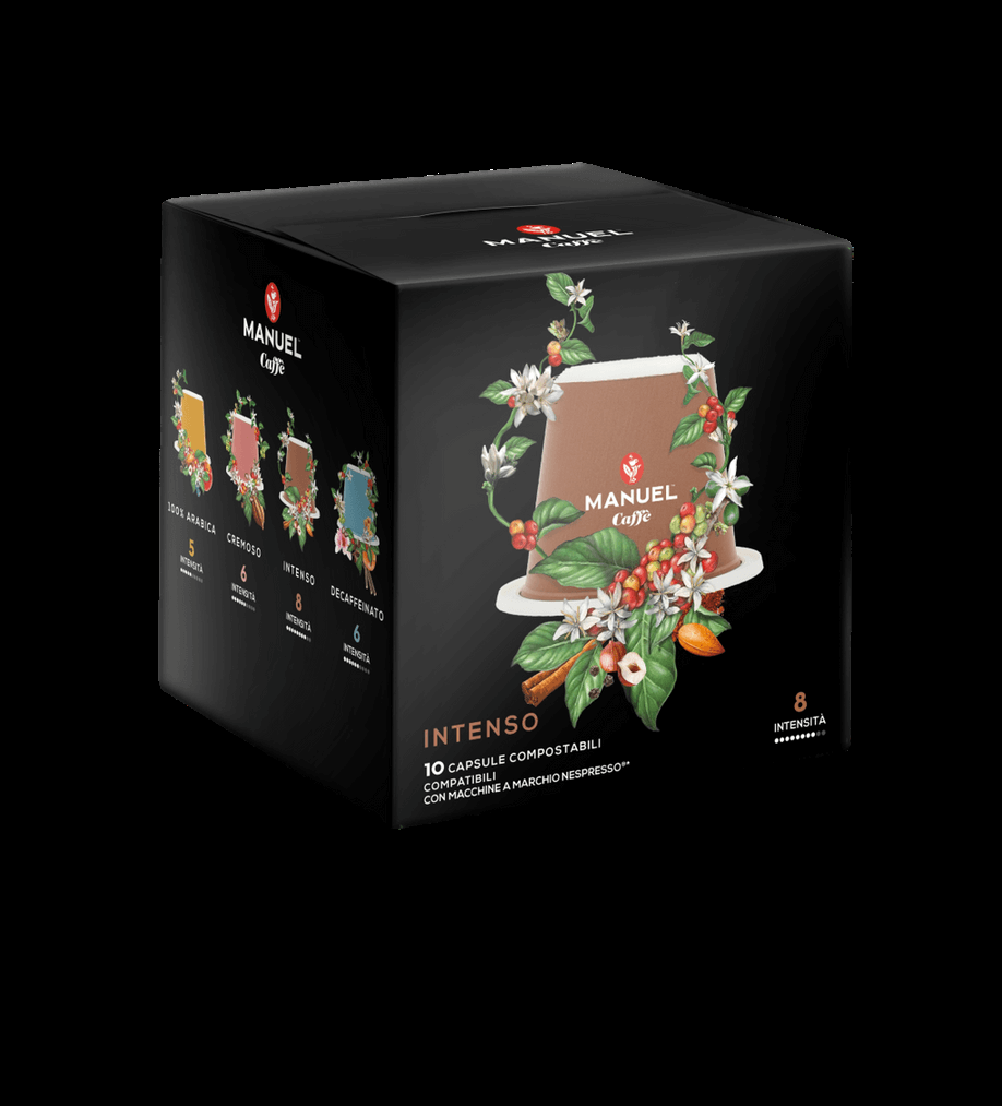  Manuel Caffe Intenso Nespresso® komp. kapszula 5,7 gr (10 db/doboz) környezetbarát, lebomló – komposztálható csomagolásban